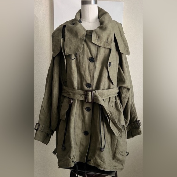Burberry Prorsum Runway 2012 Cocoon Linen Belted Hooded Parka Jacket RARE - Picture 1 of 14